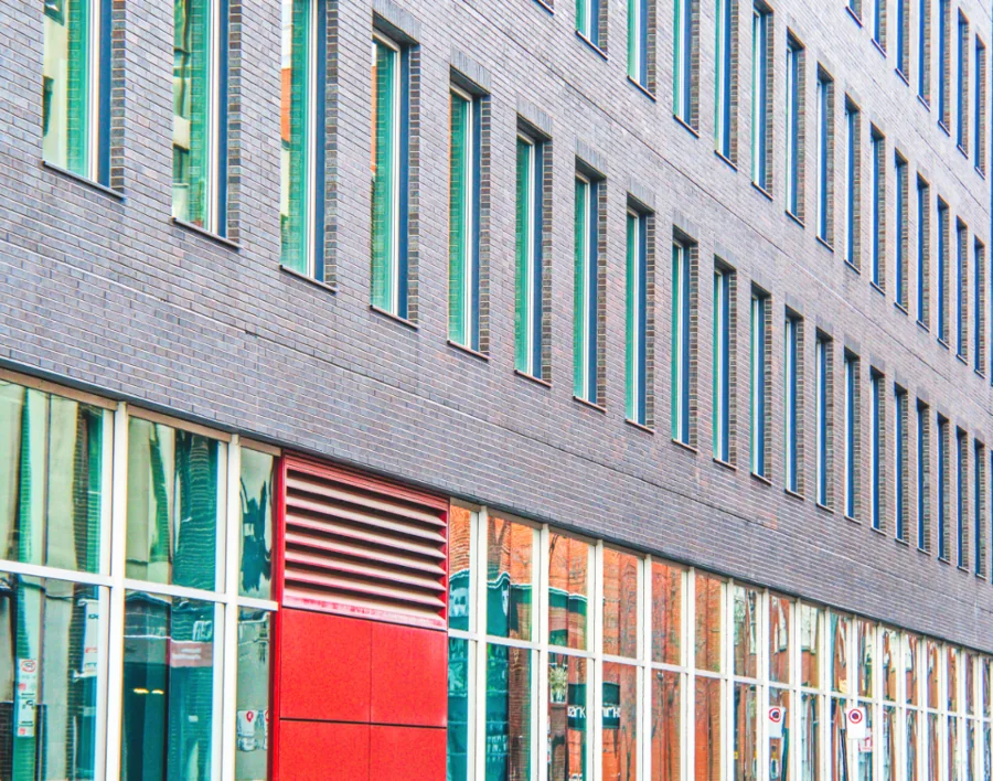 The window facade of a modern multi-storey building