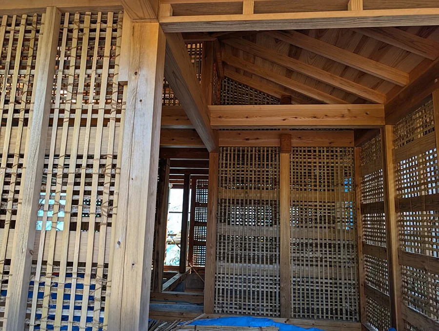 Interior timber structure of a building under construction